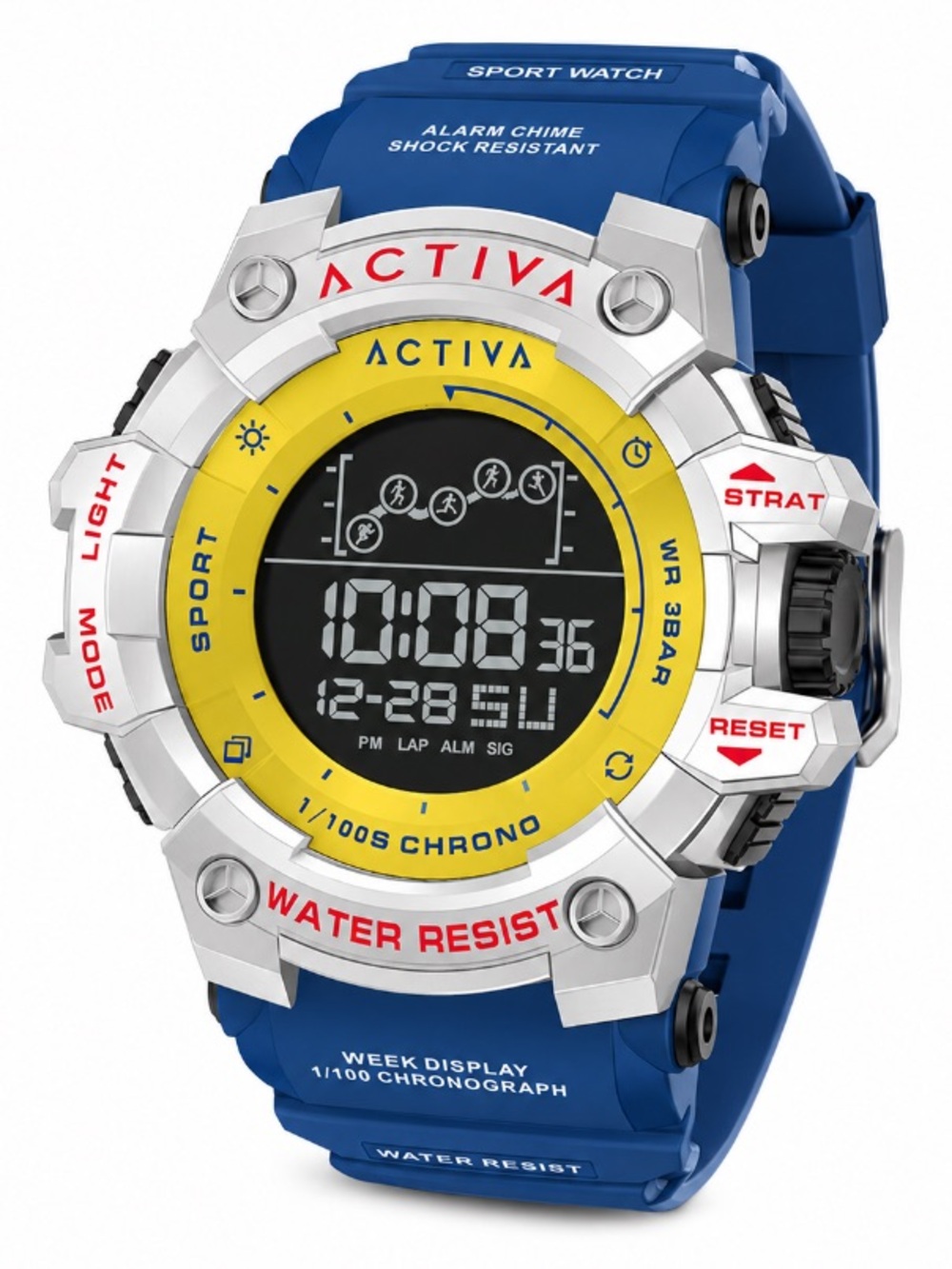 NEW Activa x Invicta ACW8082 Digital Unisex Watch 50mm Dark Blue Yellow Gorpcore